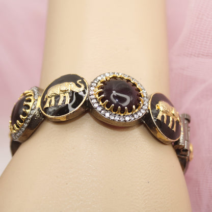 SABYASACHI INSPIRED KADA-ELEPHANT MOTIF-BLACK AND PURPLE