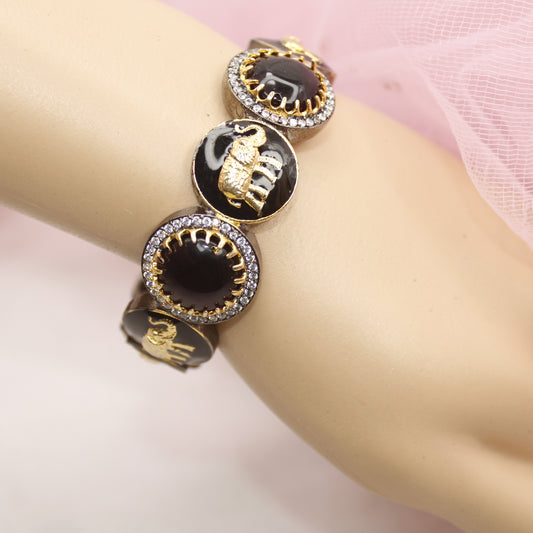 SABYASACHI INSPIRED KADA-ELEPHANT MOTIF-BLACK AND PURPLE