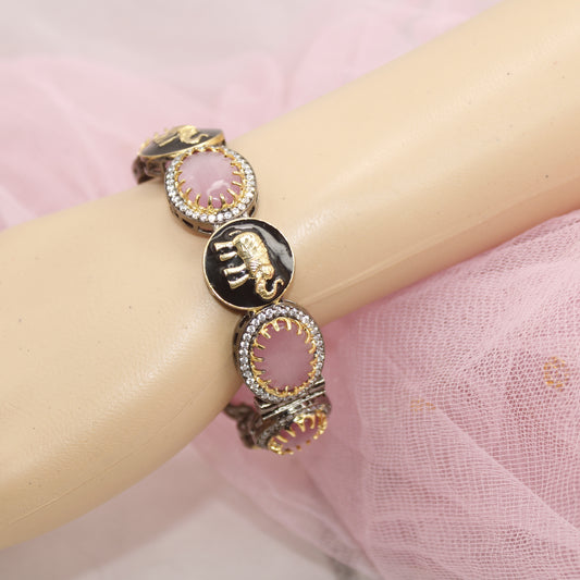 SABYASACHI INSPIRED KADA-ELEPHANT MOTIF-BLACK AND PINK