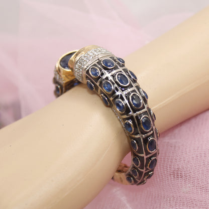 RAJWADI STONE & MEENAKARI KADA GOLD PLATED-BLUE