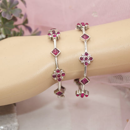 SILVER REPLICA THIN BRACELET-PAIR OF TWO-WINE