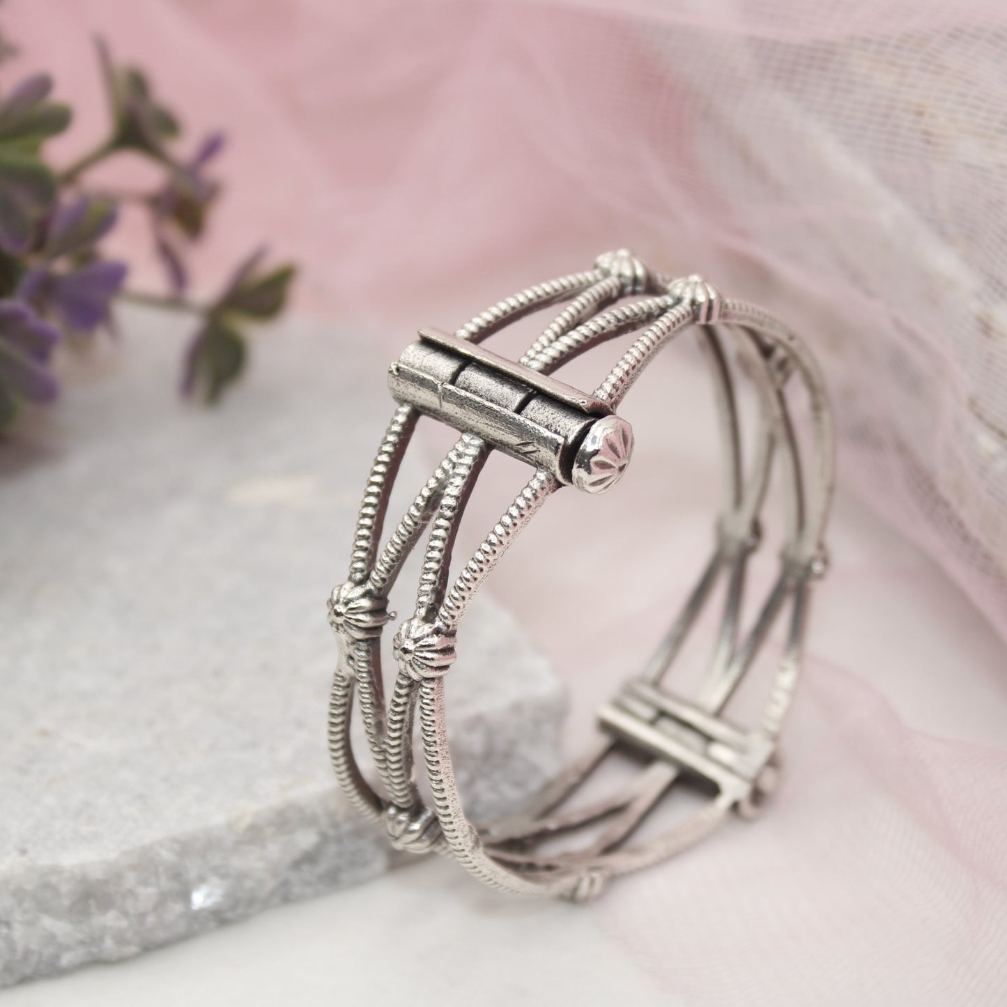 SILVER REPLICA OPENABLE BANGLE