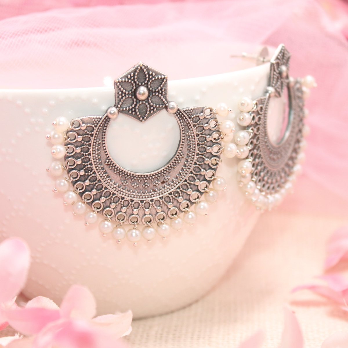 AALAM CHANDBALI WITH PEARLS -EARRING