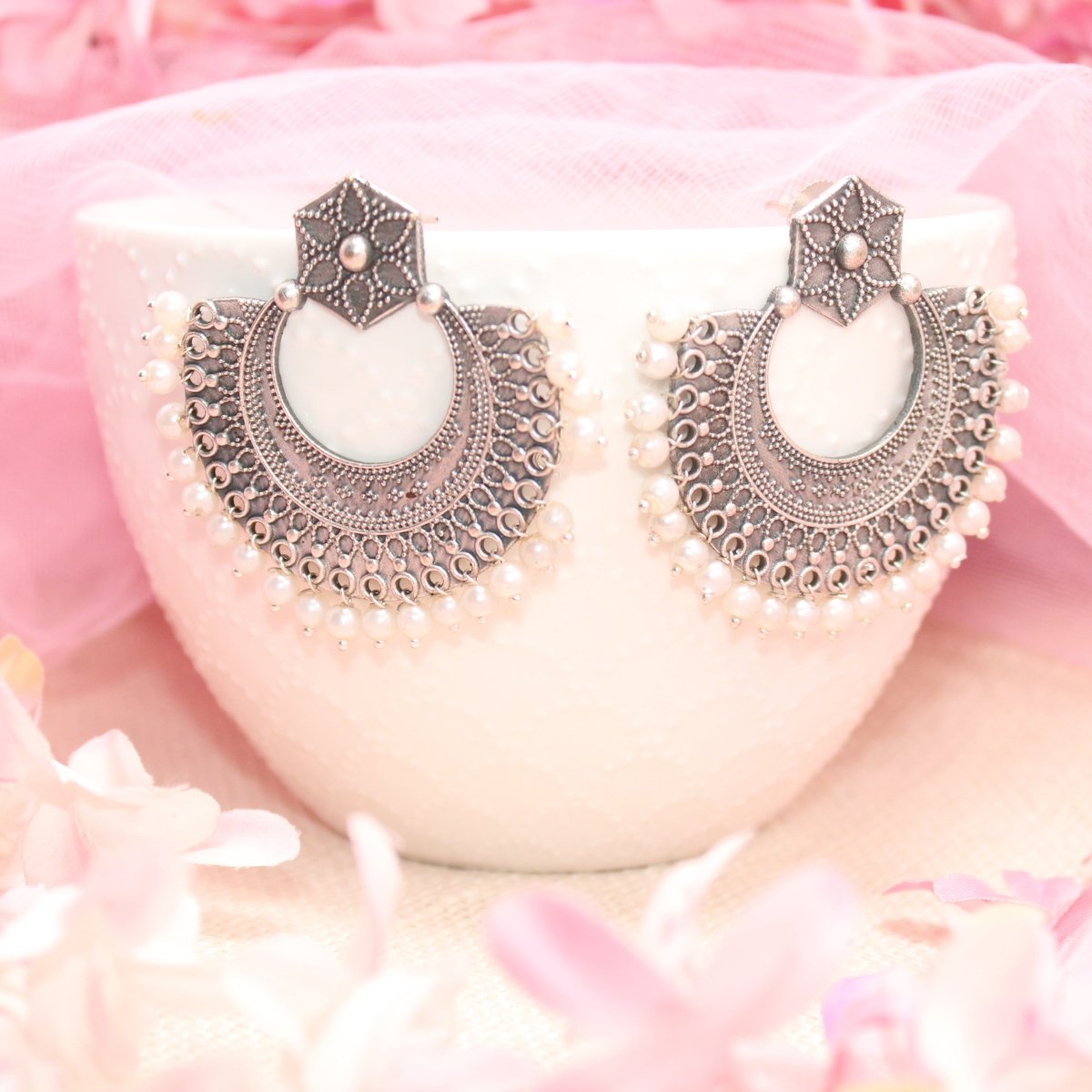 AALAM CHANDBALI WITH PEARLS -EARRING