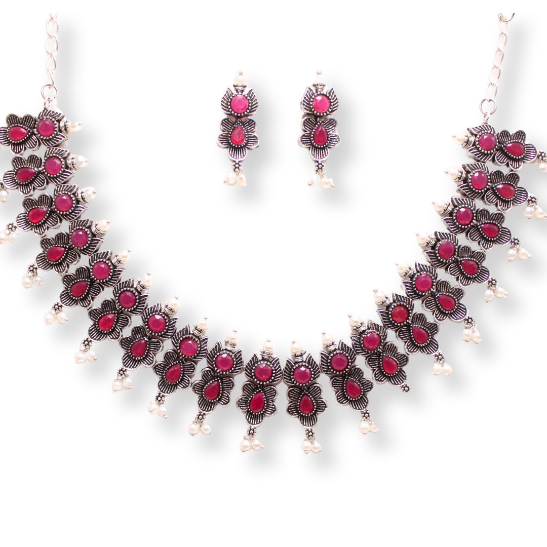 ANUSHA NECKLACE SET-MAROON -Necklaces