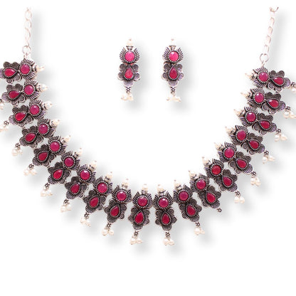 ANUSHA NECKLACE SET-MAROON -Necklaces