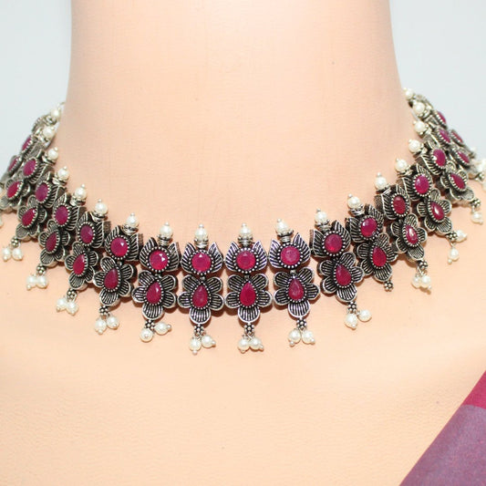 ANUSHA NECKLACE SET-MAROON -Necklaces