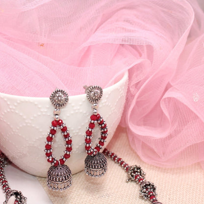 BANJARA PENDANT SET-JHUMKI PATTERN-CHAKRA-RED -Charms & Pendants