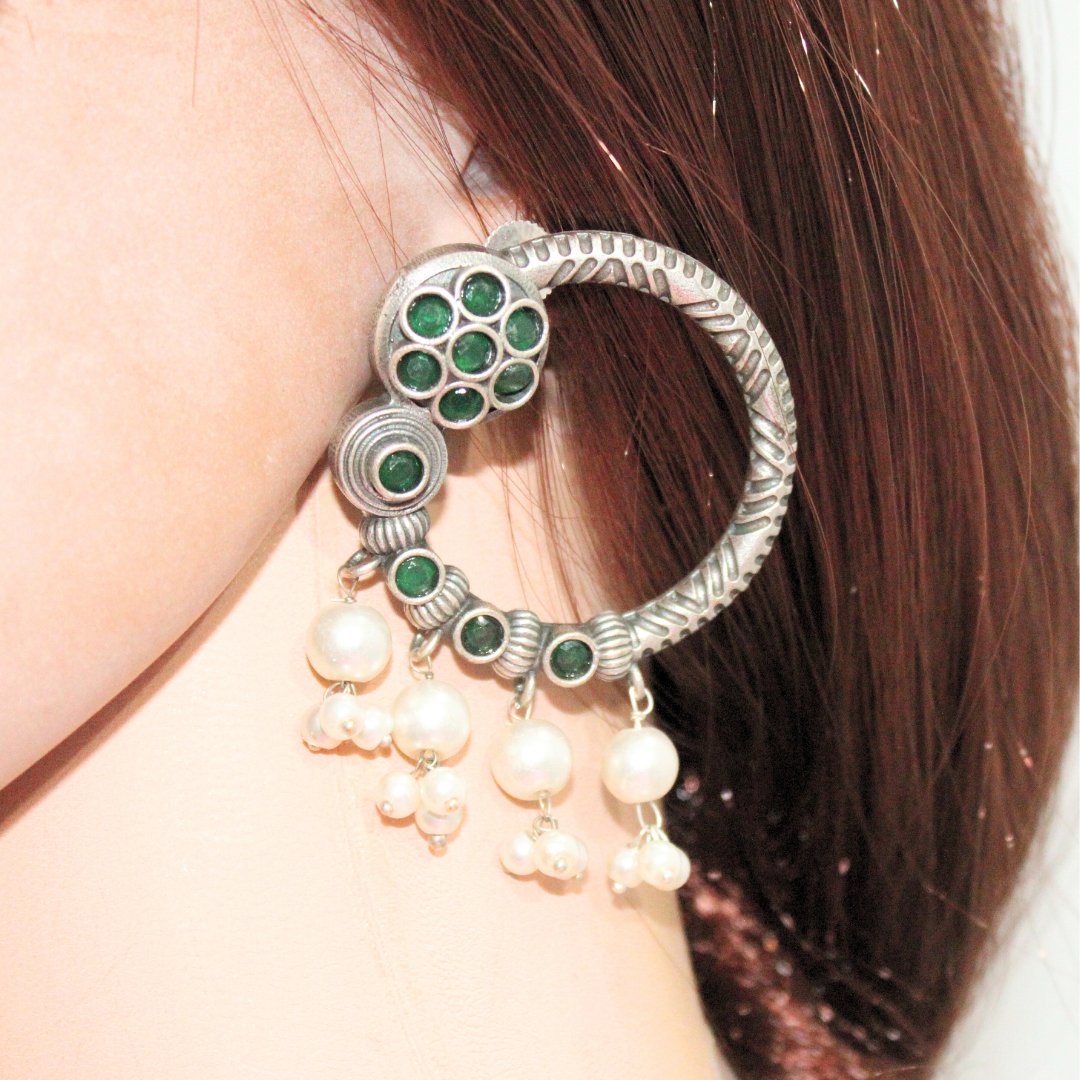 BIG RING EARRINGS-GREEN -Earrings