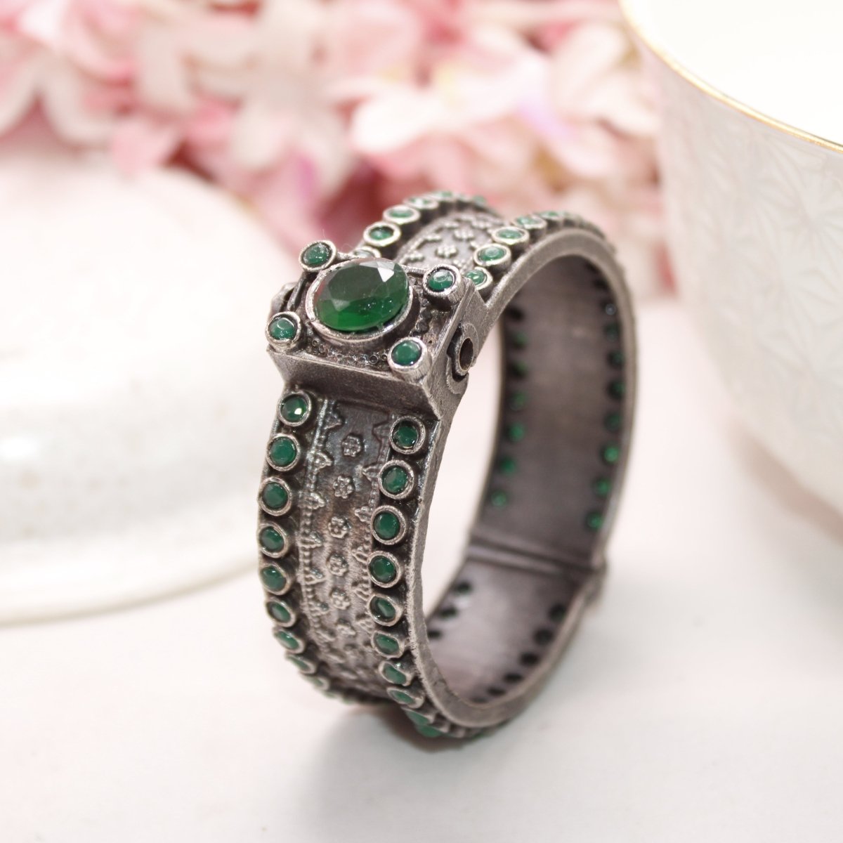 BOHO BIG STONE KADA - GREEN - kada