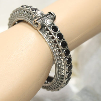 BOHO CHAKRA PATTERN MULTI STONE KADA - BLACK - kada