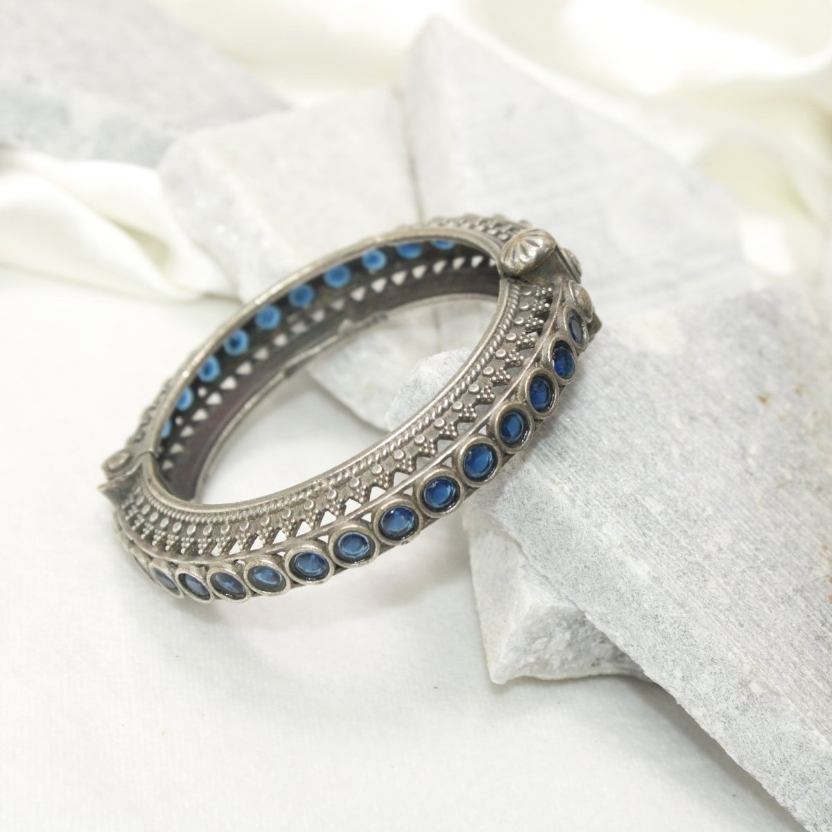 BOHO CHAKRA PATTERN MULTI STONE KADA - BLUE - kada