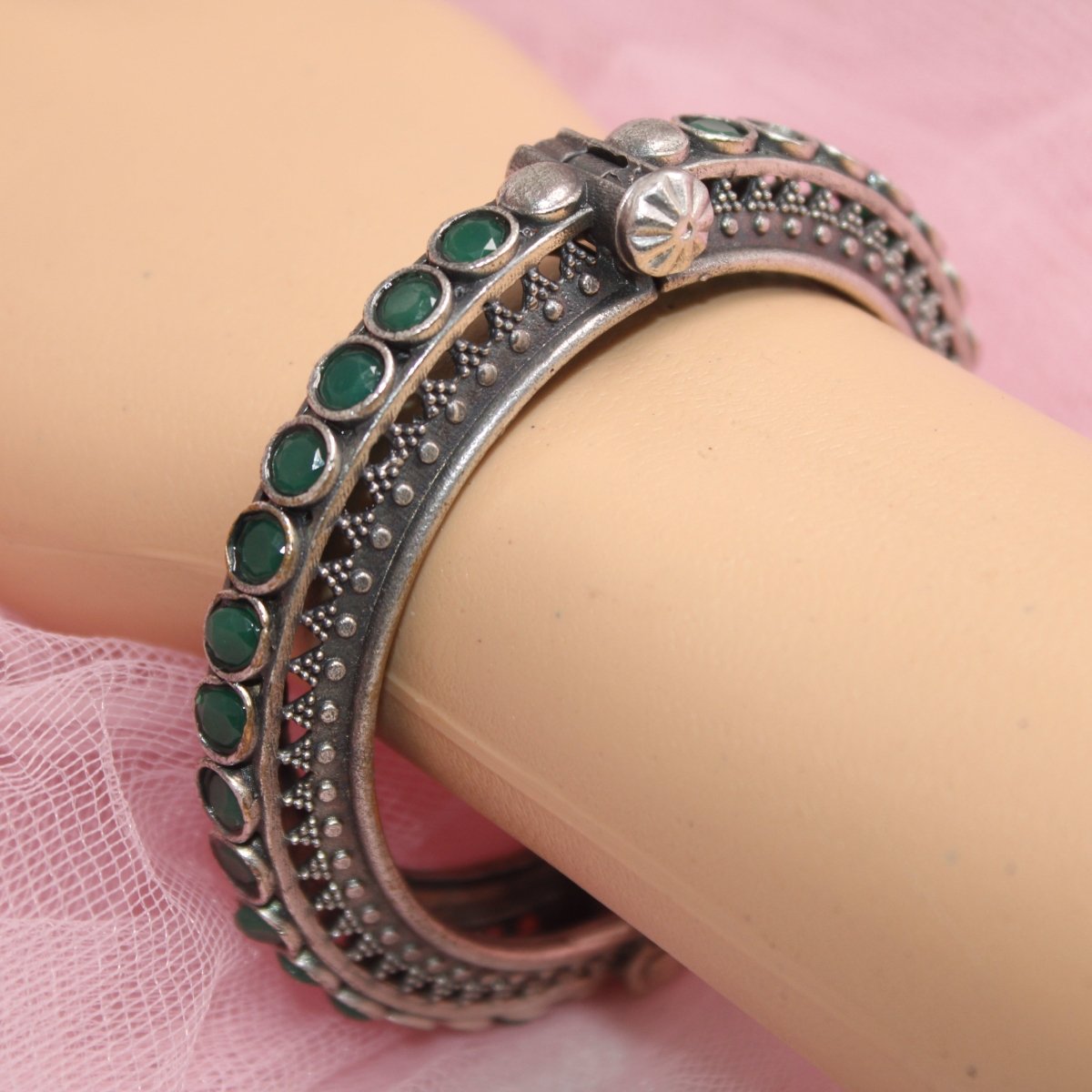 BOHO CHAKRA PATTERN MULTI STONE KADA-GREEN -kada