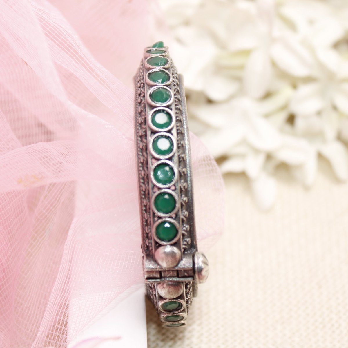 BOHO CHAKRA PATTERN MULTI STONE KADA-GREEN -kada