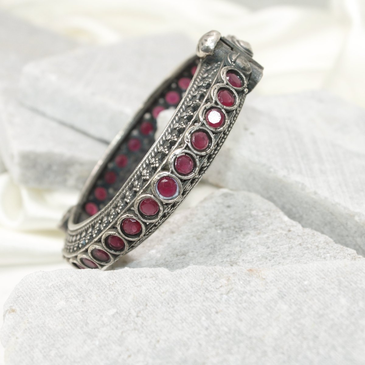 BOHO CHAKRA PATTERN MULTI STONE KADA - RED - kada