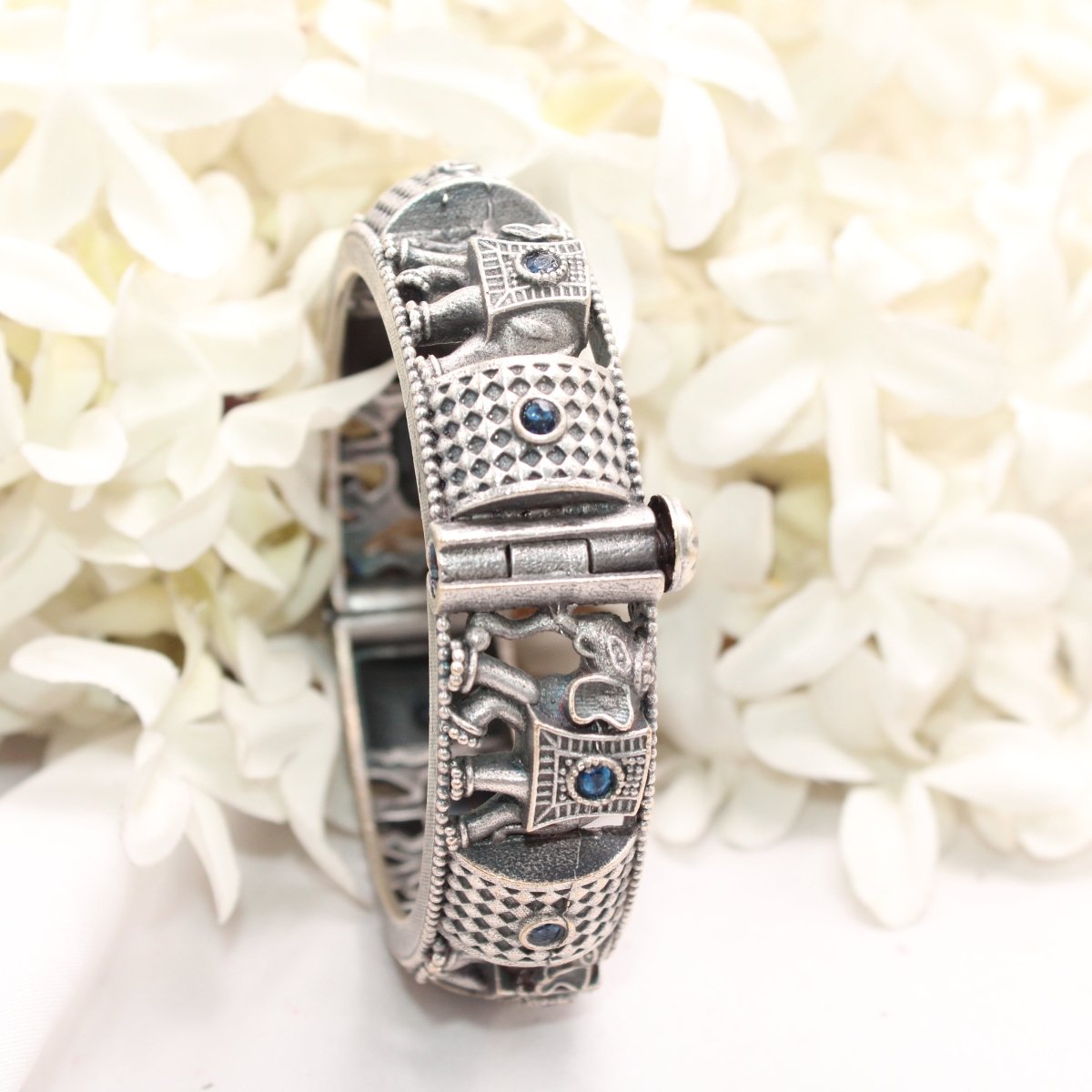 BOHO ELEPHANT KADA BLUE STONE MATTE FINISH-SINGLE KADA -kada