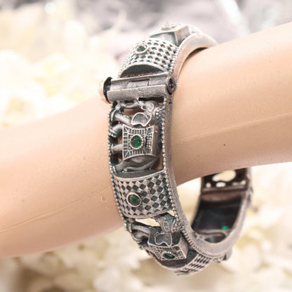 BOHO ELEPHANT KADA GREEN STONE MATTE FINISH-SINGLE KADA -kada