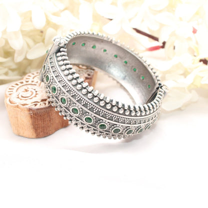 BOHO KARIGARI KADA GREEN STONE MATTE FINISH-SINGLE KADA -kada