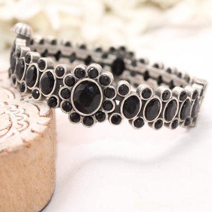 BOHO OVAL STONE KADA BLACK STONE MATTE FINISH-SINGLE KADA -kada