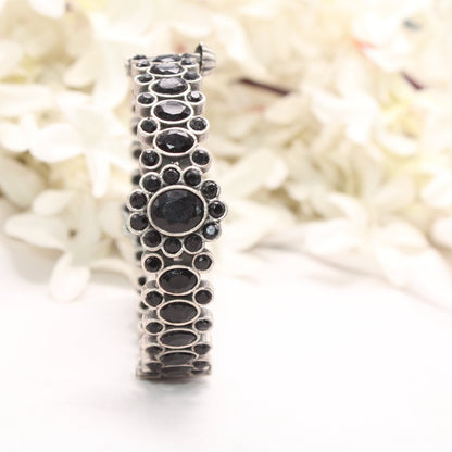 BOHO OVAL STONE KADA BLACK STONE MATTE FINISH-SINGLE KADA -kada