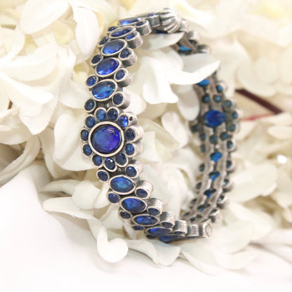 BOHO OVAL STONE KADA BLUE STONE MATTE FINISH-SINGLE KADA -kada