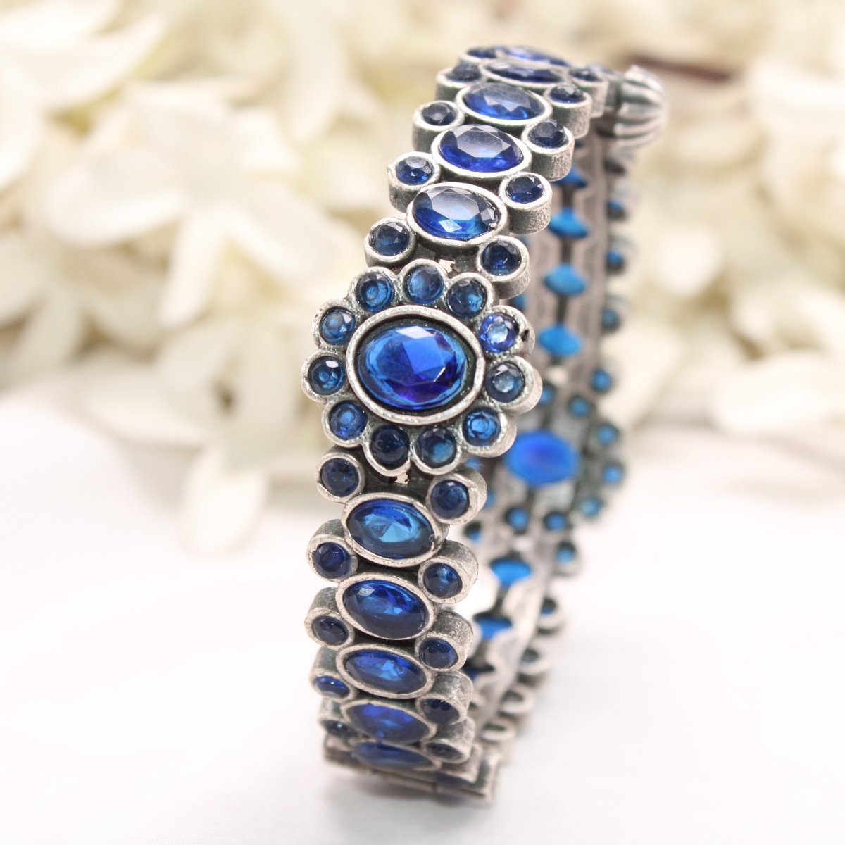 BOHO OVAL STONE KADA BLUE STONE MATTE FINISH-SINGLE KADA -kada