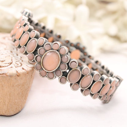 BOHO OVAL STONE KADA PEACH STONE MATTE FINISH-SINGLE KADA -kada