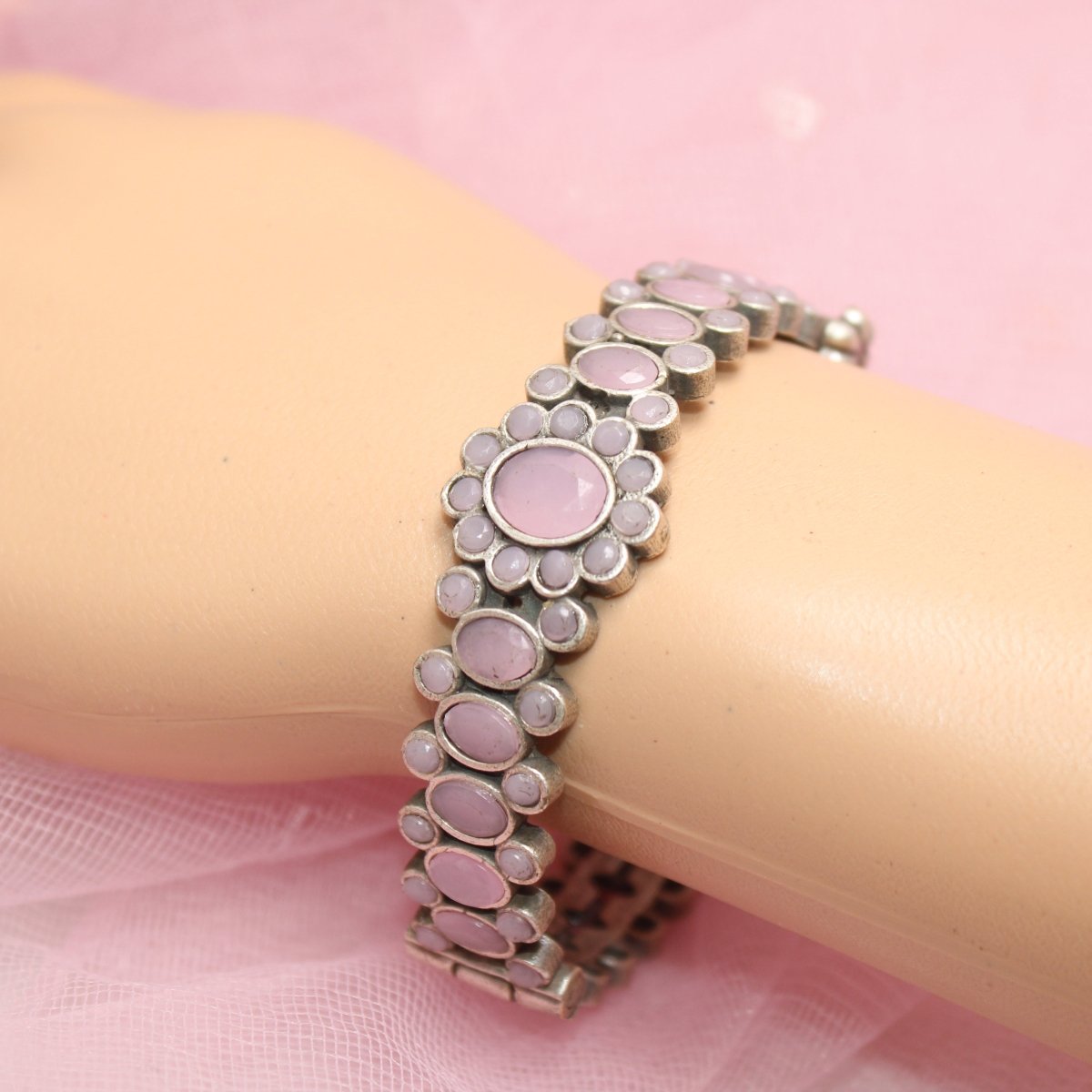 BOHO OVAL STONE KADA PINK STONE MATTE FINISH-SINGLE KADA -kada