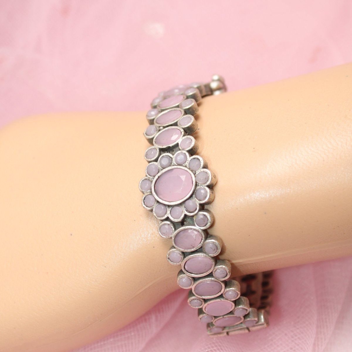 BOHO OVAL STONE KADA PINK STONE MATTE FINISH-SINGLE KADA -kada