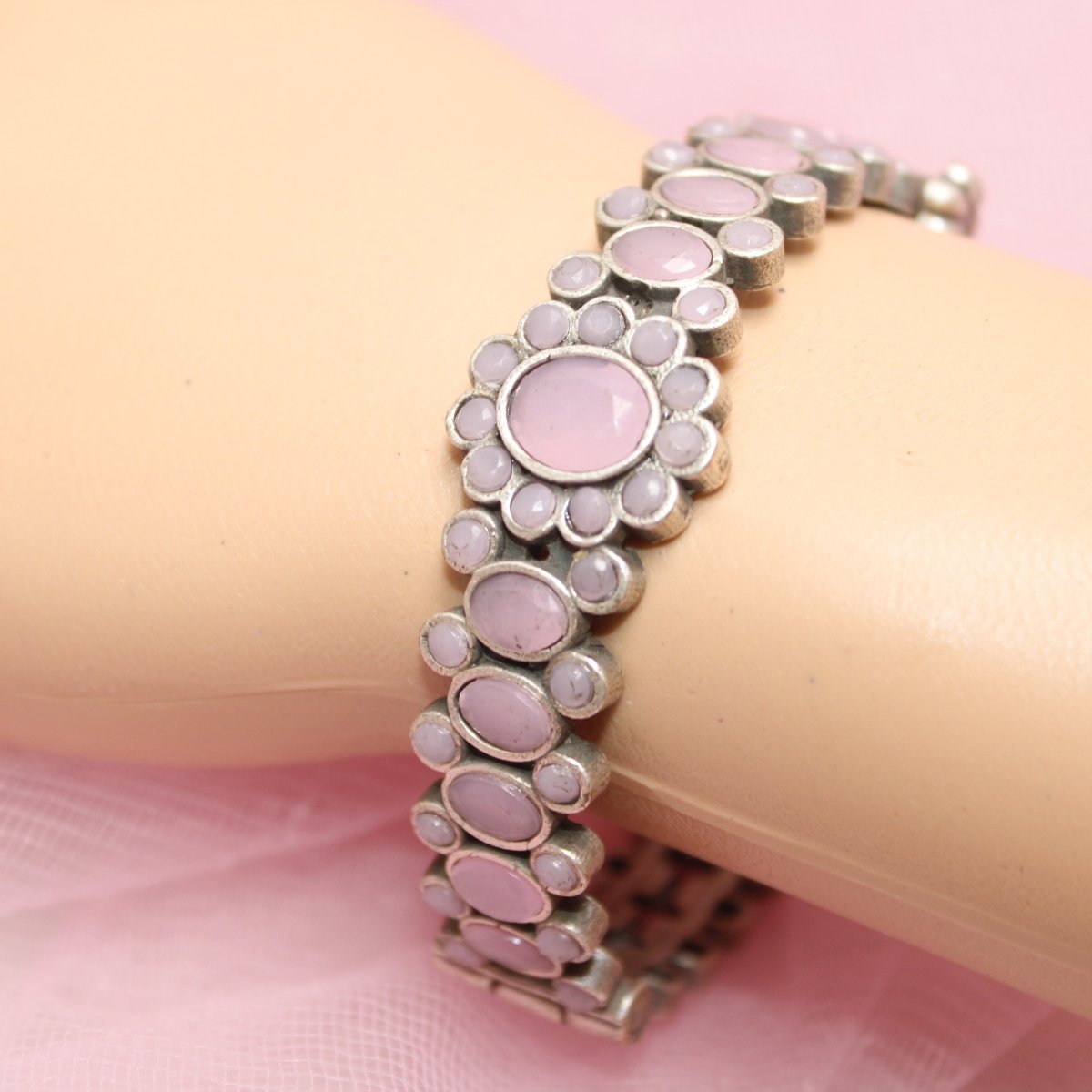 BOHO OVAL STONE KADA PINK STONE MATTE FINISH-SINGLE KADA -kada