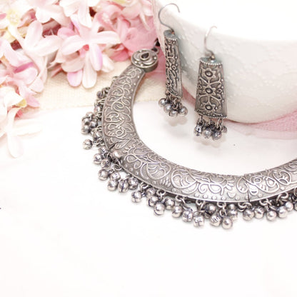 BOHO SILVER REPLICA HASLI NECKLACE-BLACK -Necklaces