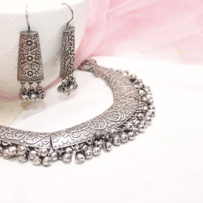 BOHO SILVER REPLICA HASLI NECKLACE-BLACK -Necklaces