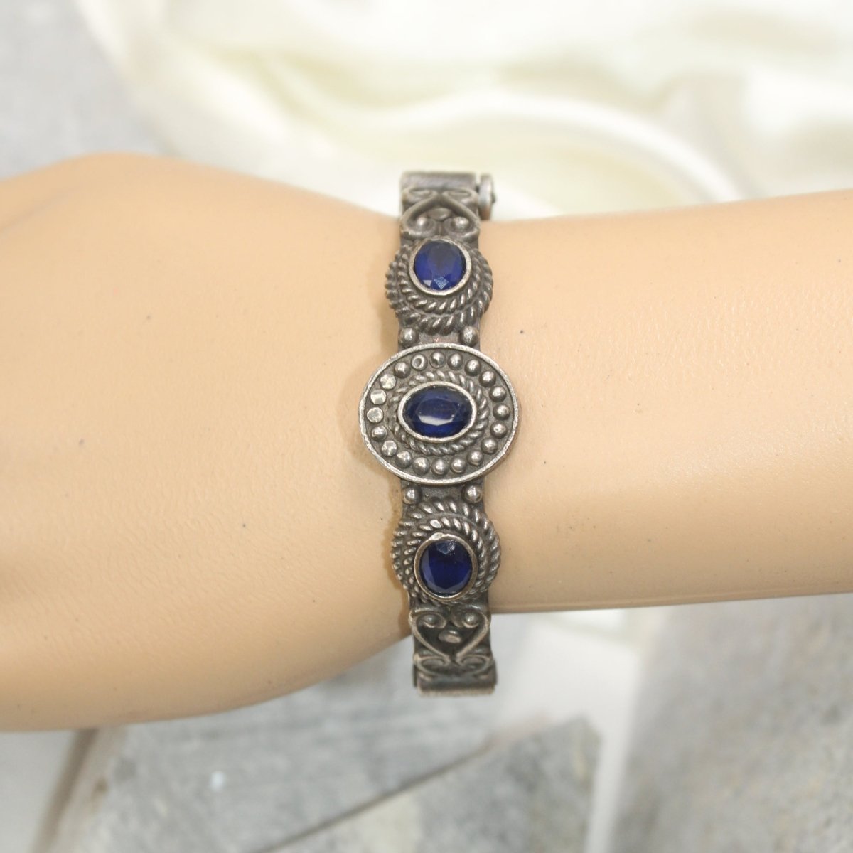 BRACELET LOOK ANTIQUE FINISH KADA - BLUE - kada