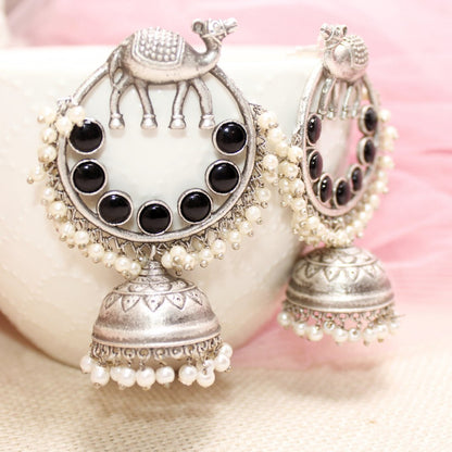 CAMEL BAALI JHUMKA - BLACK - EARRING