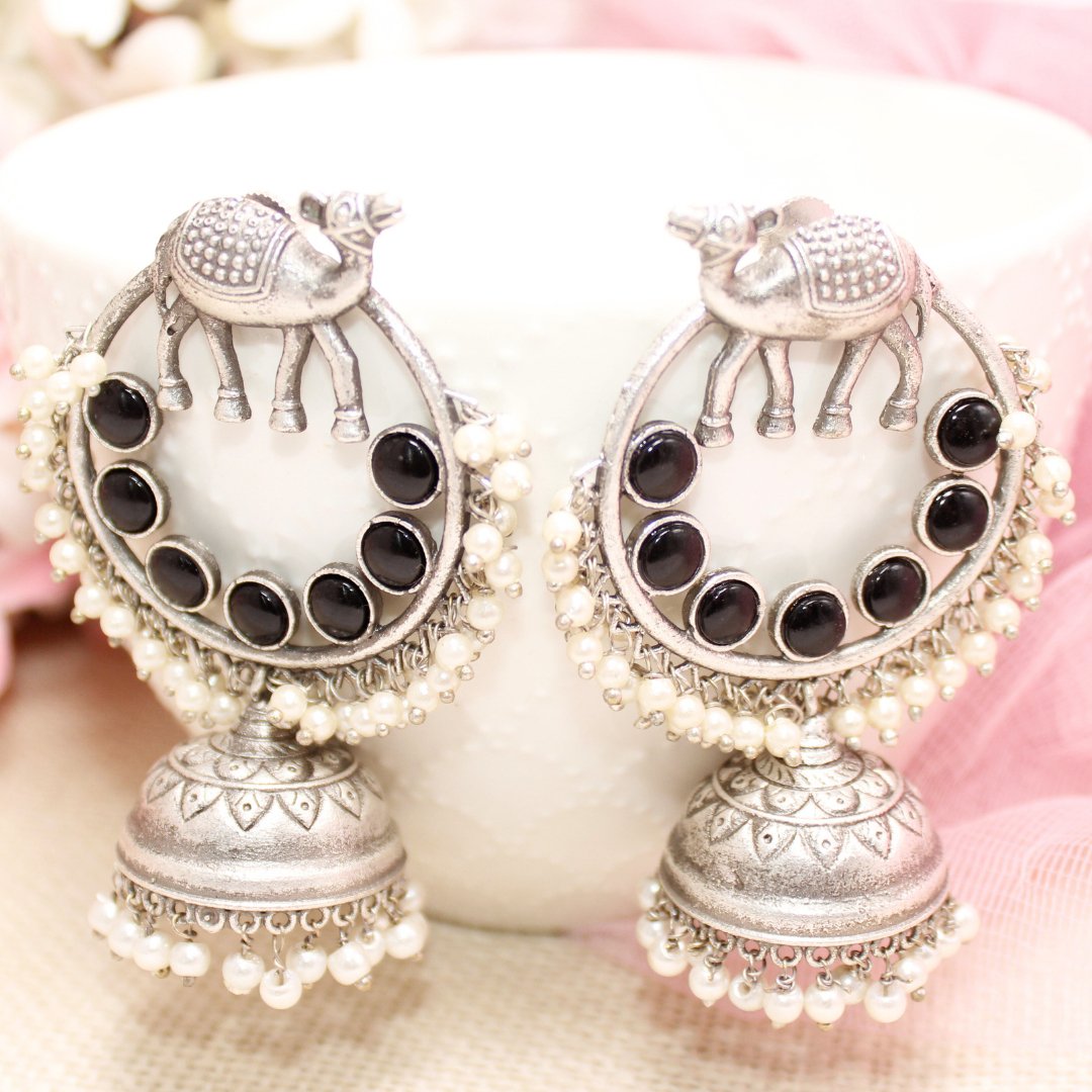 CAMEL BAALI JHUMKA - BLACK - EARRING