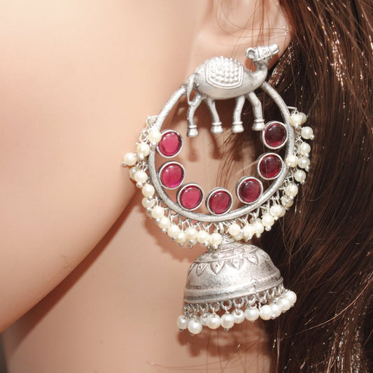 CAMEL BAALI JHUMKA - RED - EARRING