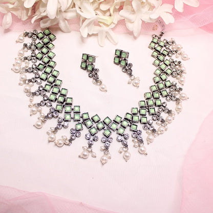 CRYSTAL NECKLACE SET-GREEN -Necklaces