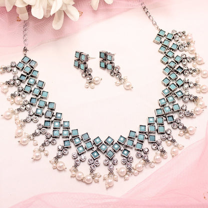 CRYSTAL NECKLACE SET-TURQUOISE -Necklaces