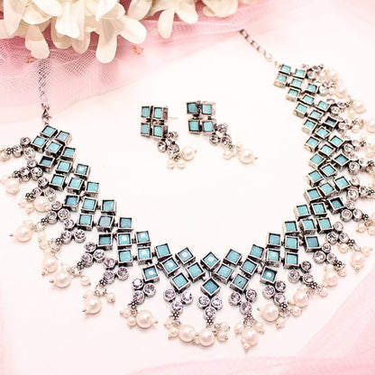 CRYSTAL NECKLACE SET-TURQUOISE -Necklaces