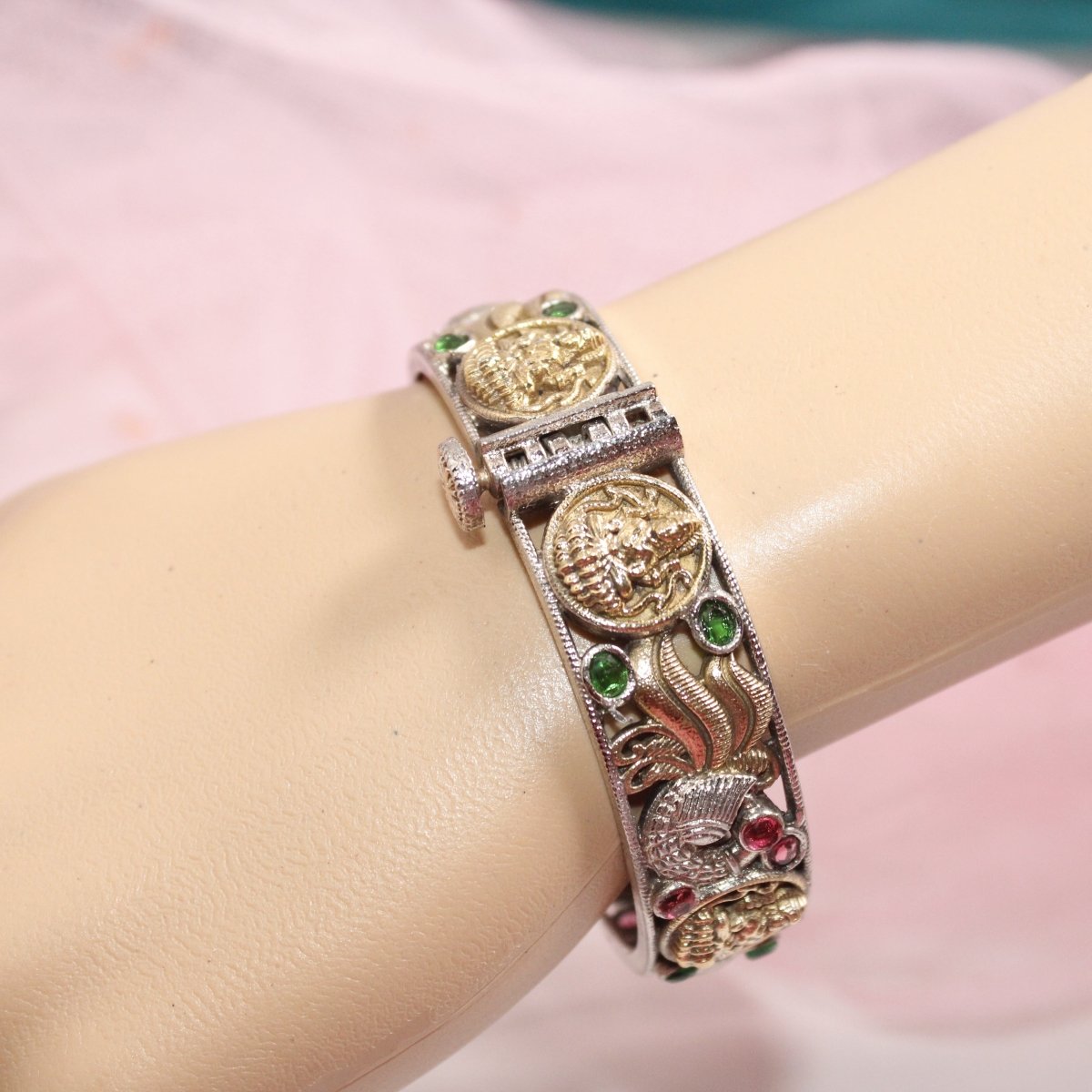 DUAL - TONE LAXMI MOR KADA - MAROON & GREEN - kada