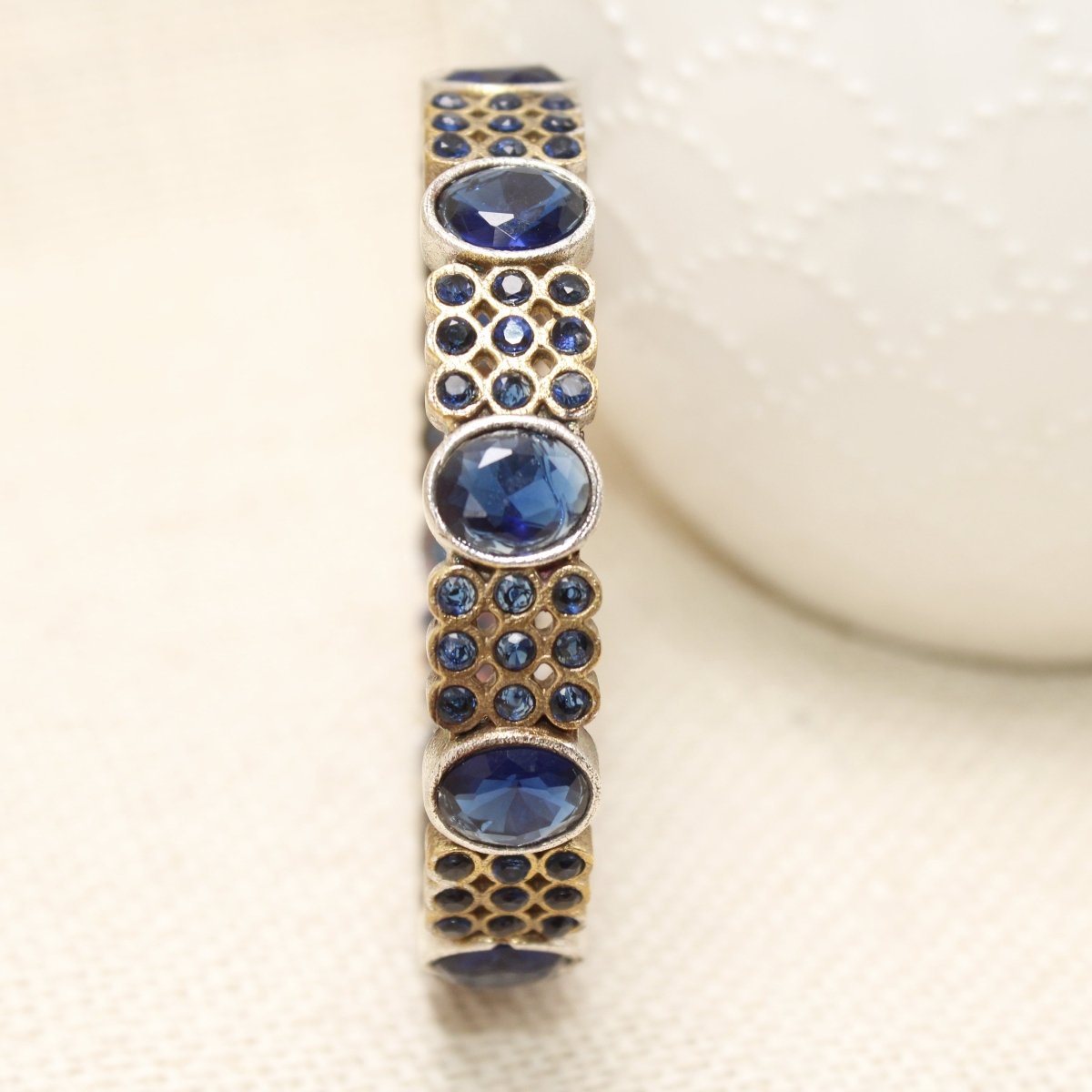 DUAL - TONE OVAL AND DOTS STONE KADA - BLUE - kada