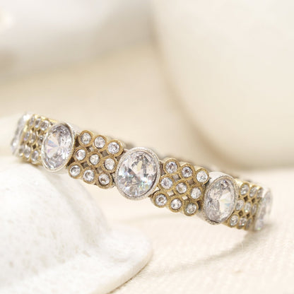 DUAL - TONE OVAL AND DOTS STONE KADA - WHITE - kada