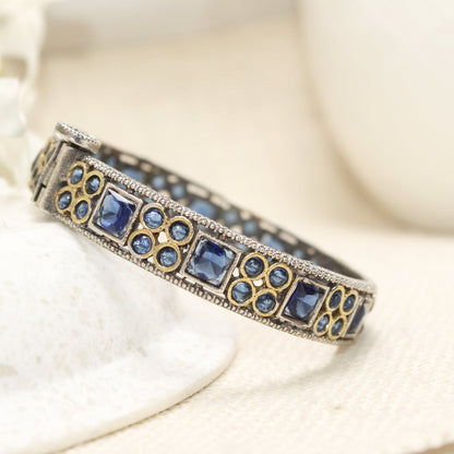 DUAL - TONE SQUARE AND DOTS STONE KADA - BLUE - kada