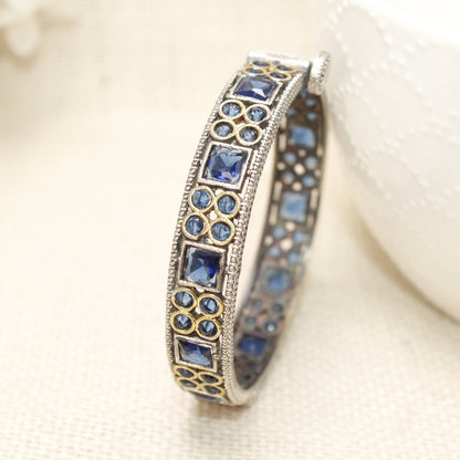 DUAL - TONE SQUARE AND DOTS STONE KADA - BLUE - kada