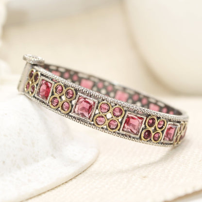 DUAL - TONE SQUARE AND DOTS STONE KADA - RED - kada