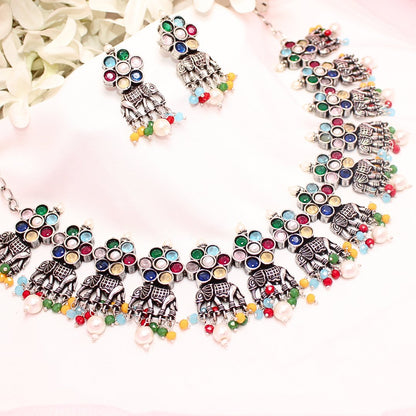 GAJ NECKLACE SET-MULTICOLOUR -Necklaces