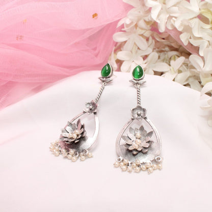 GULMOHAR DANGLE EARRING- GREEN -EARRING