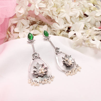 GULMOHAR DANGLE EARRING- GREEN -EARRING