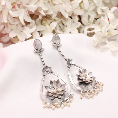 GULMOHAR DANGLE EARRING- GREY -EARRING