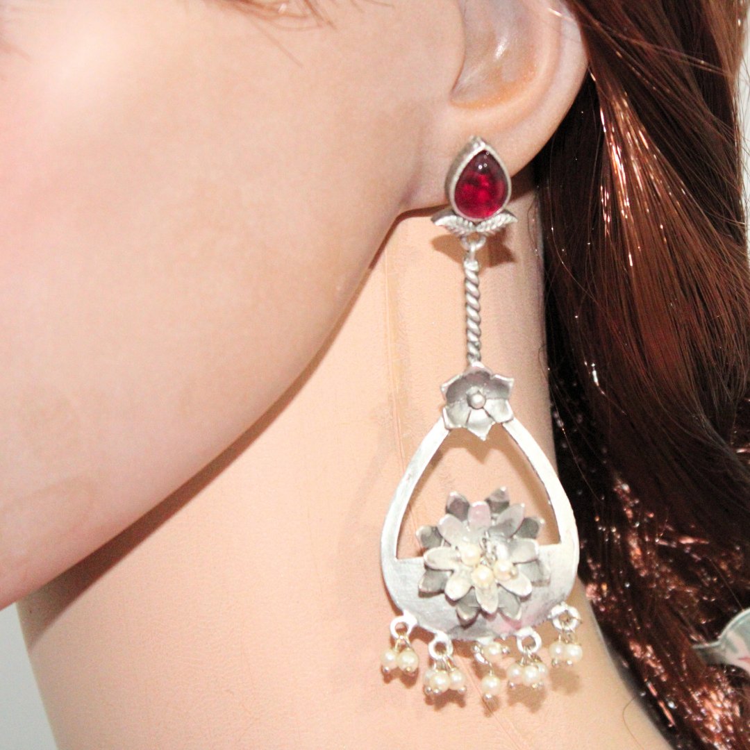 GULMOHAR DANGLE EARRING- RED -EARRING